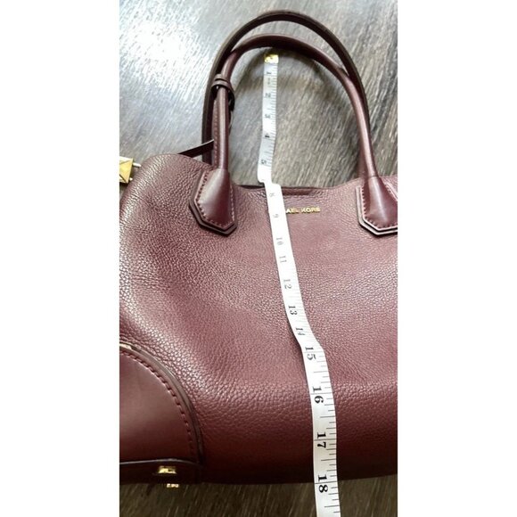 Vintage MICHAEL KORS Mercer Gallery Burgundy Oxyblood Leather Zip Tote Bag - Picture 3 of 16